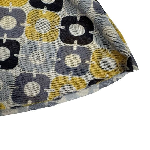 Sweet Pea Y2K Babydoll Top Small Yellow Gray Geometric Mesh Festival Sheer - Picture 8 of 12